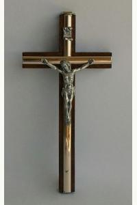 Krzyż drewniany ciemny z paskiem 16 cm