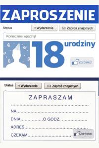 Zaproszenie na 18 urodziny Facebook