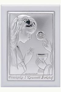 Obrazek Srebrny - Pamiątka Pierwszej Komunii Świętej (Dziewczynka)