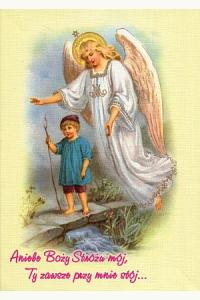 Obrazek na drewnie Anioł Stróż i chłopiec