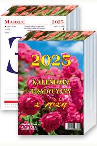 Kalendarz 2025 zdzierak tradycyjny z różą (Duży format)